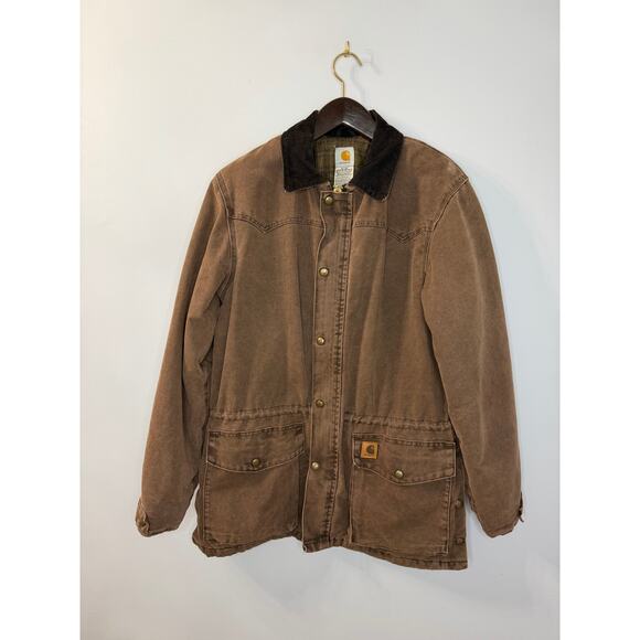 Vintage Carhartt Chore Coat Mens L Blanket Lined Barn Jacket Brown Outdoor - Picture 1 of 11